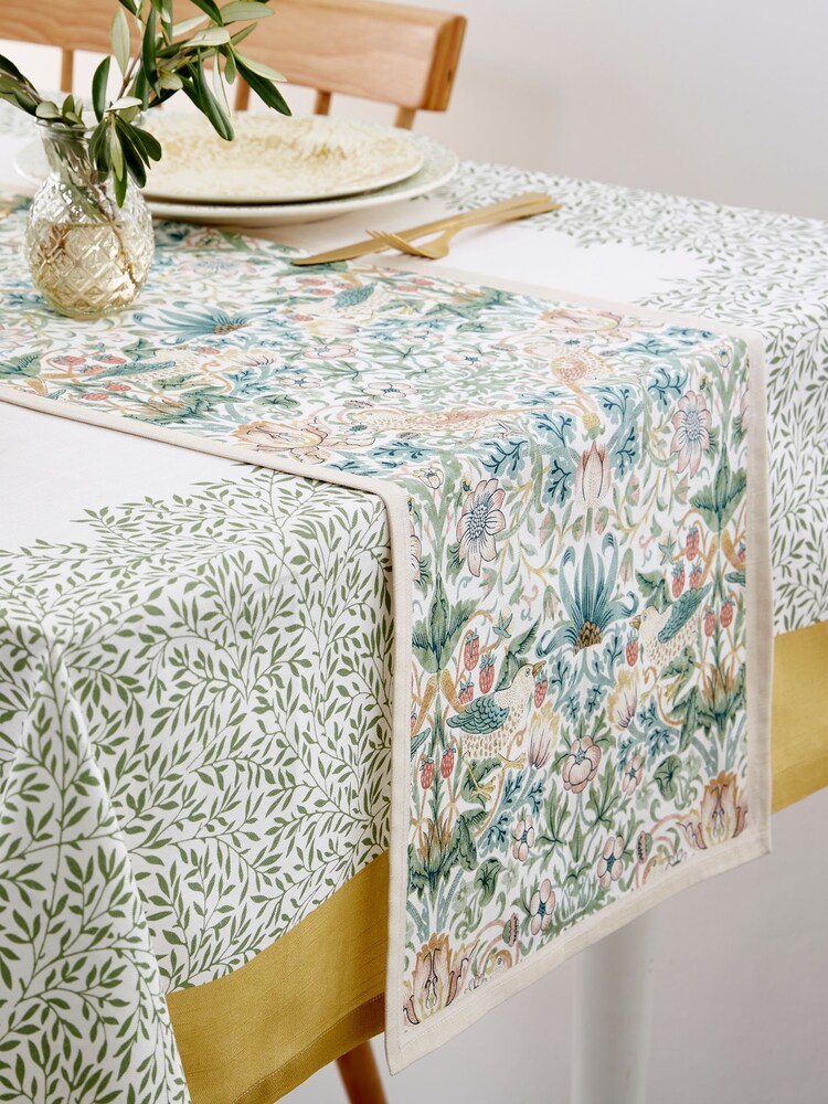 Morris & Co Strawberry Thief 100% Cotton Table Runner - Image 1 of 5