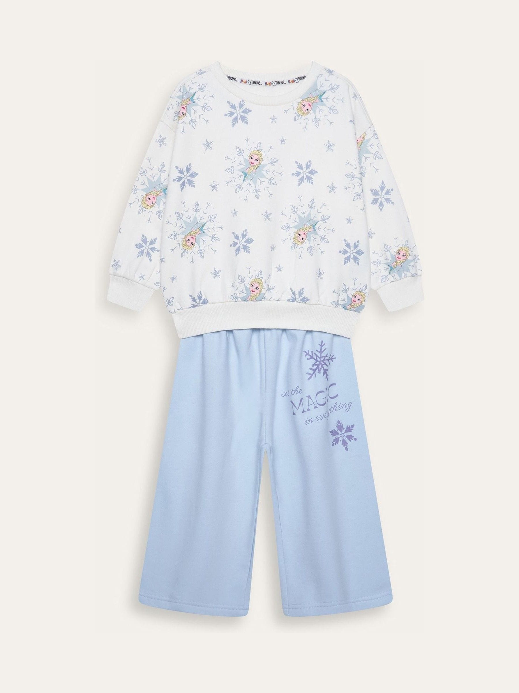 Brand Threads Women's Blue Frozen Sweatshirt And Jogger Set