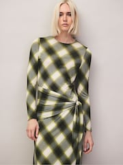 Ro&Zo Green Check Tie Waist Waist Maxi Dress - Image 1 of 7