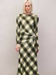 Ro&Zo Green Check Tie Waist Waist Maxi Dress - Image 3 of 7