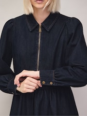 Ro&Zo Zip Front Gathered Denim Mini Dress - 6суретінің 3 суреті