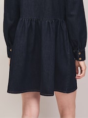 Ro&Zo Zip Front Gathered Denim Mini Dress - 6суретінің 4 суреті