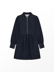 Ro&Zo Zip Front Gathered Denim Mini Dress - 6суретінің 6 суреті