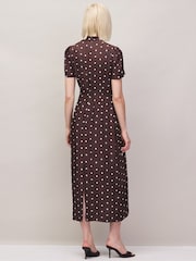 Ro&Zo Brown Petite Polka Dot Puff Sleeve Dress - Image 5 of 6