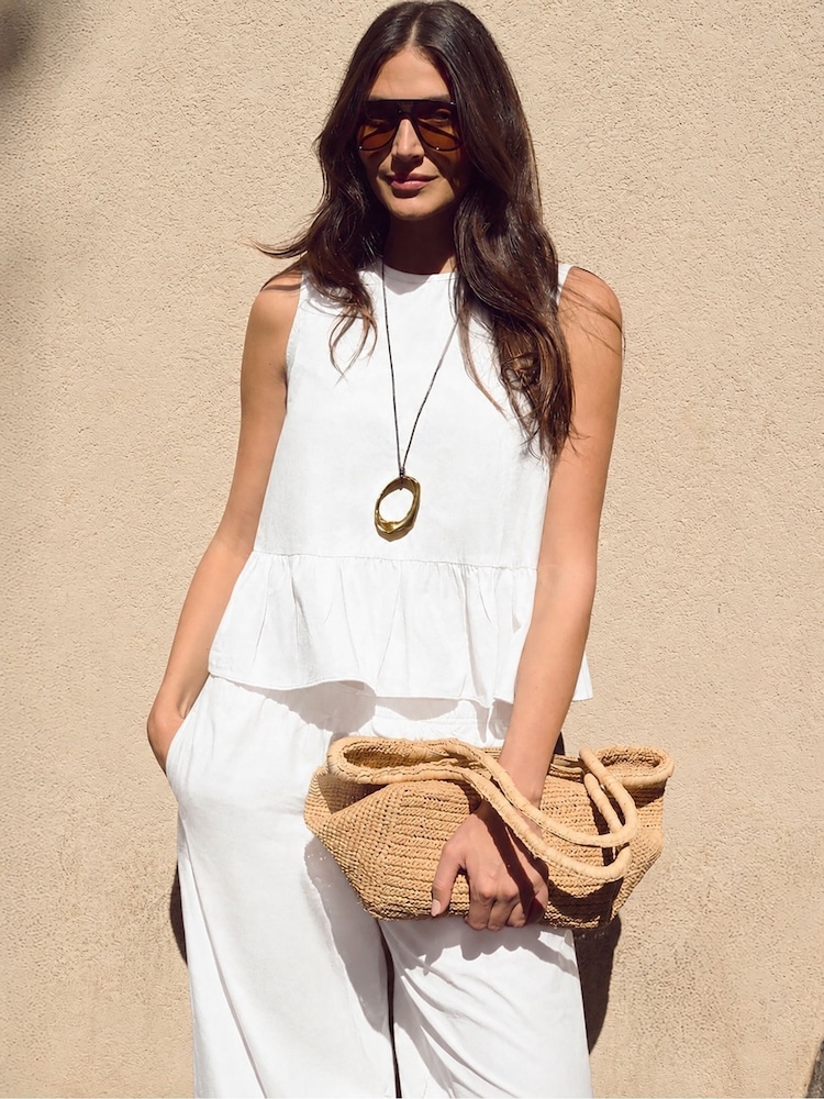 Ro&Zo White Cotton Peplum Top - Image 2 of 4