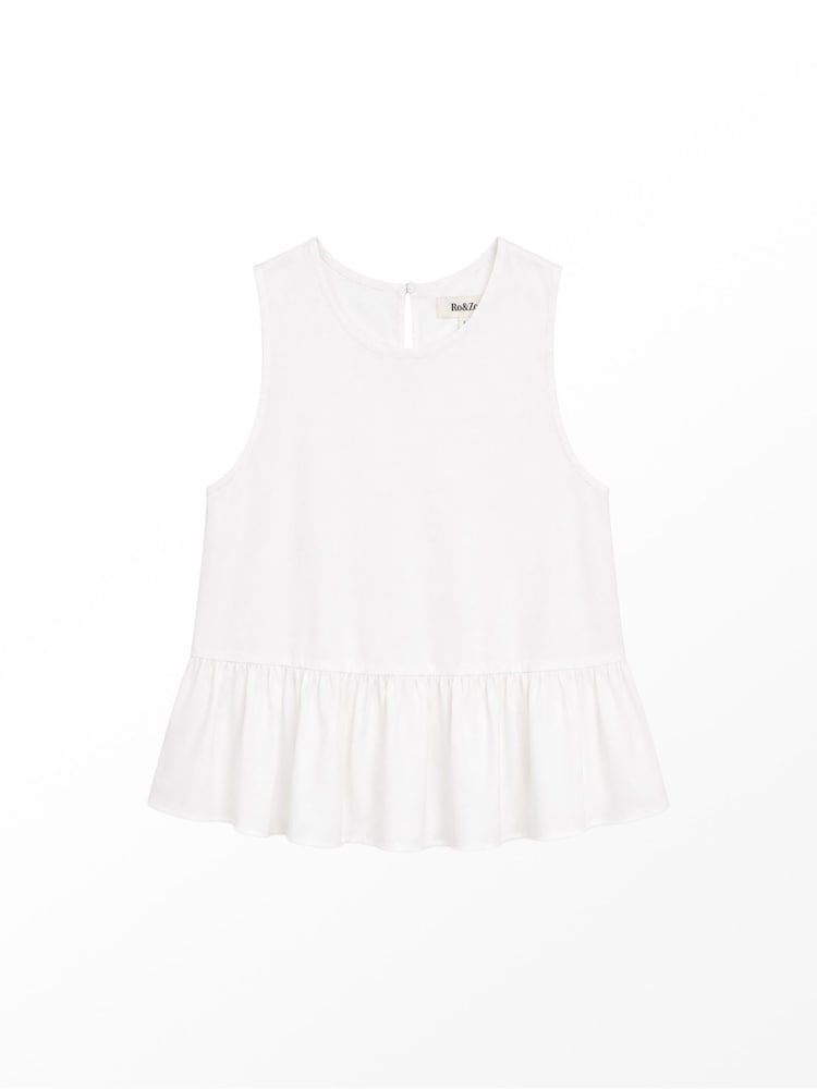 Ro&Zo White Cotton Peplum Top - Image 4 of 4