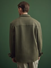 Khaki Green Popper Shacket - Image 4 of 8