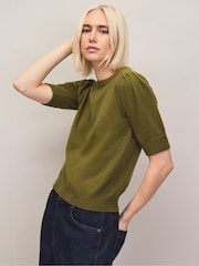 Ro&Zo Green Knit Jumper With Cashmere And Wool - Image 3 of 6