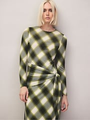 Ro&Zo Green Petite Check Tie Waist Waist Maxi Dress - Image 1 of 7