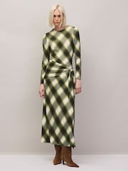 Ro&Zo Green Petite Check Tie Waist Waist Maxi Dress - Image 2 of 7