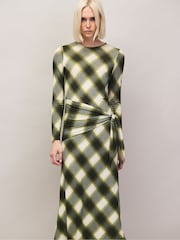 Ro&Zo Green Petite Check Tie Waist Waist Maxi Dress - Image 3 of 7