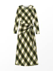 Ro&Zo Green Petite Check Tie Waist Waist Maxi Dress - Image 7 of 7