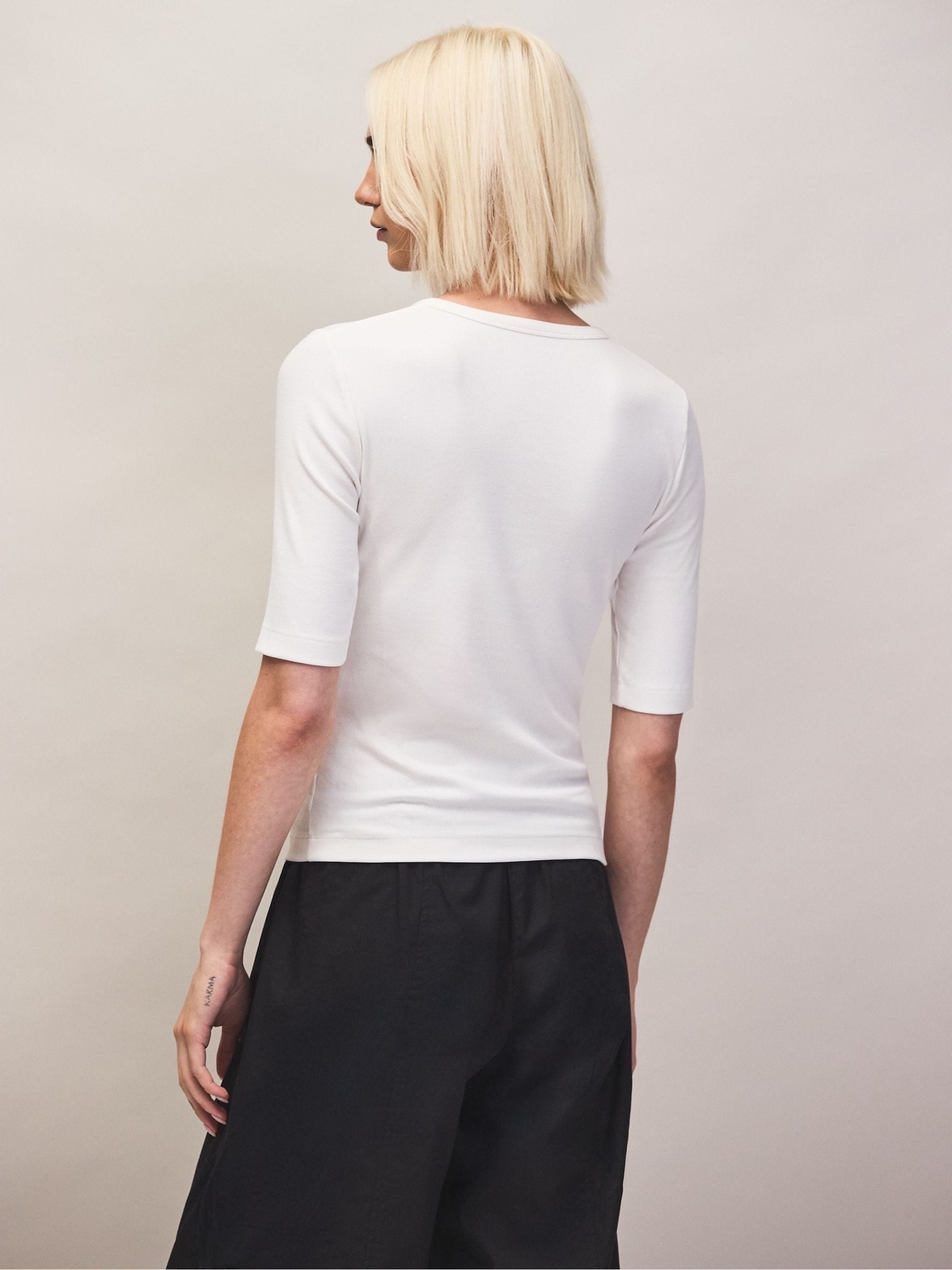 Buy Ro&Zo White Rib Henley Top from Next India