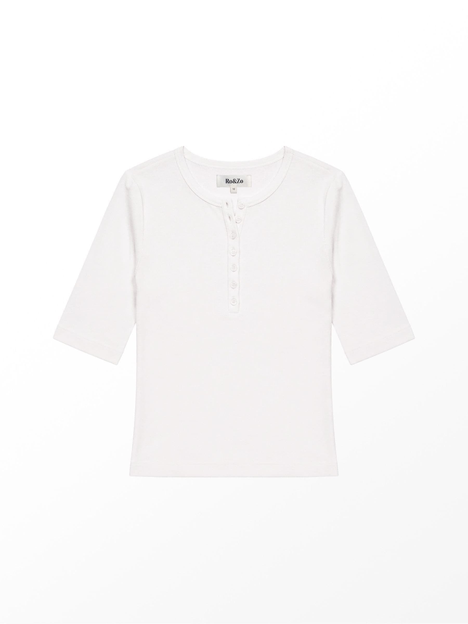 Buy Ro&Zo White Rib Henley Top from Next India