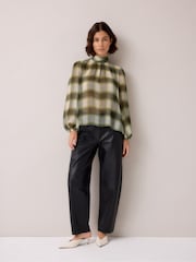 Ro&Zo Green Check High Neck Chiffon Blouse - Image 3 of 6