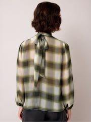 Ro&Zo Green Check High Neck Chiffon Blouse - Image 4 of 6