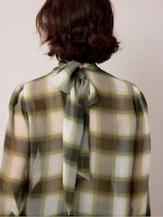Ro&Zo Green Check High Neck Chiffon Blouse - Image 5 of 6