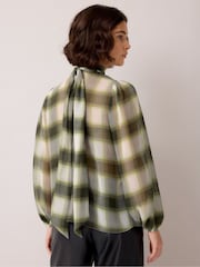 Ro&Zo Green Check High Neck Chiffon Blouse - Image 6 of 6