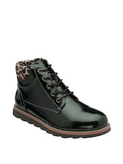 Lotus Green Patent Lace-Up Ankle Boots - Image 1 of 4