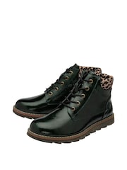 Lotus Green Patent Lace-Up Ankle Boots - Image 2 of 4