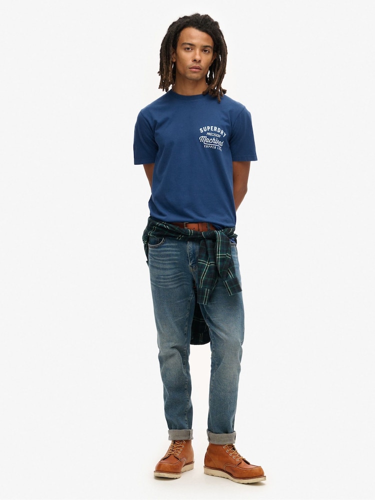 Superdry Mid Blue Copper Label Chest 100% Cotton Graphic T-Shirt - Image 2 of 5