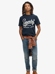 Superdry Black Blue Grit 100% Cotton Copper Label Workwear T-Shirt - Image 2 of 5
