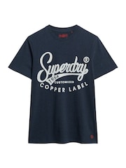 Superdry Black Blue Grit 100% Cotton Copper Label Workwear T-Shirt - Image 4 of 5
