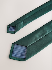 Forest Green Slim Textured Tie - Image 3 of 3
