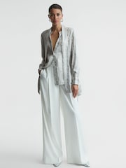 Reiss Silver Palma Premium Metallic Removable Tie Detail Blouse - Image 3 of 6