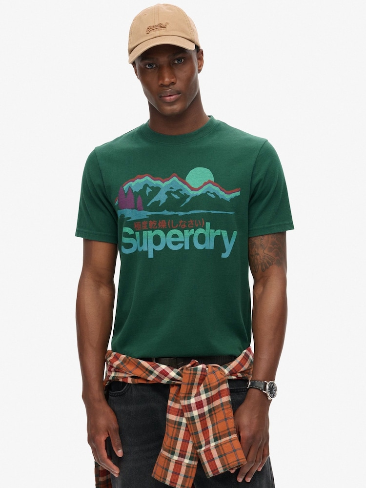 Superdry Green Great Outdoors Graphic T-Shirt - Image 1 of 5