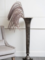 Libra Interiors Pewter Grey Merapi Lava Large Trumpet Vase - Image 1 of 4