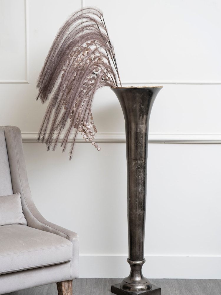 Libra Interiors Pewter Grey Merapi Lava Large Trumpet Vase - Image 1 of 4