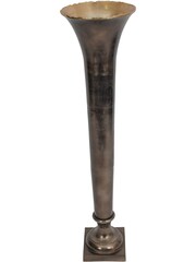 Libra Interiors Pewter Grey Merapi Lava Large Trumpet Vase - Image 3 of 4