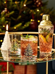 Spode Set of 4 Clear Christmas Tree Lowball Glasses - Image 1 of 2