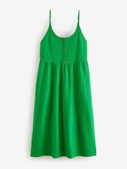 Green Button Down 100% Cotton Cami Summer Dress - Image 2 of 3