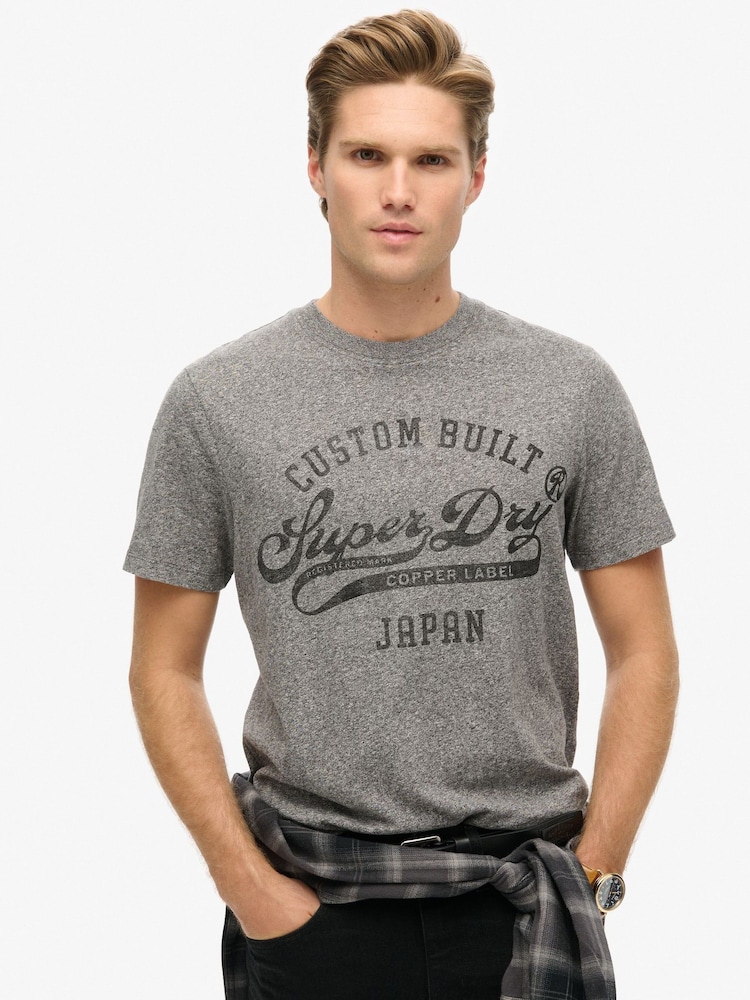 Superdry Light Grey 100% Cotton Copper Label Workwear T-Shirt - Image 1 of 5