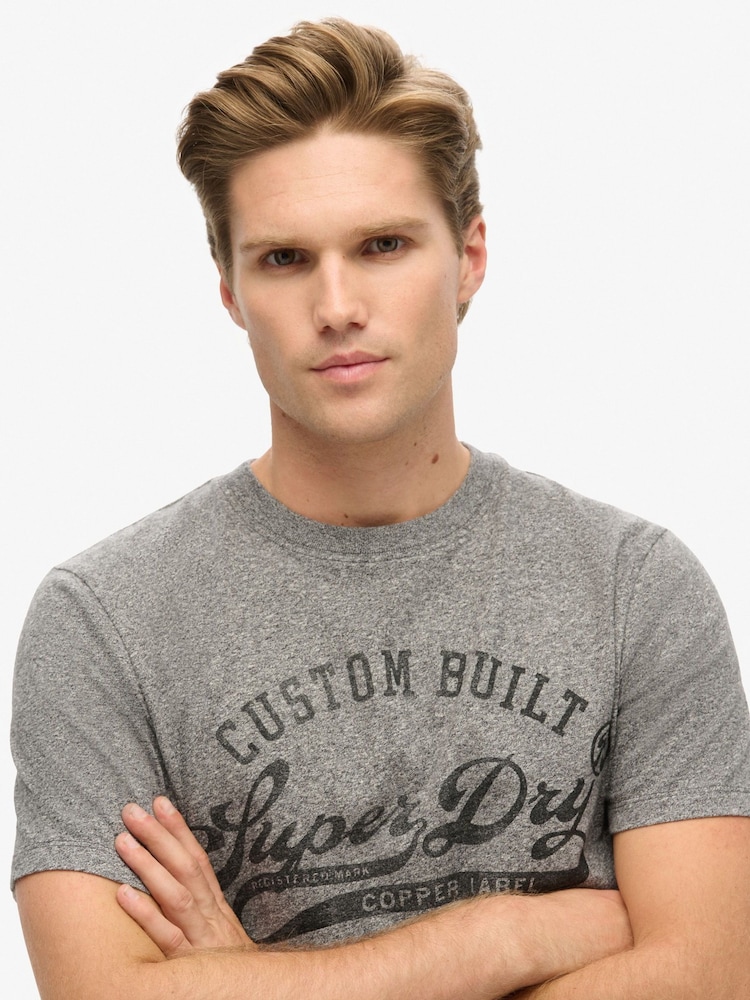 Superdry Light Grey 100% Cotton Copper Label Workwear T-Shirt - Image 2 of 5