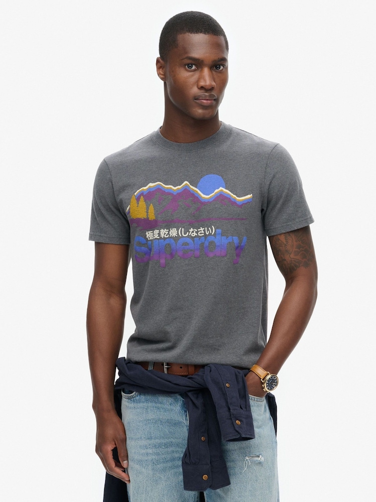 Superdry Grey Great Outdoors Graphic T-Shirt - Image 1 of 7