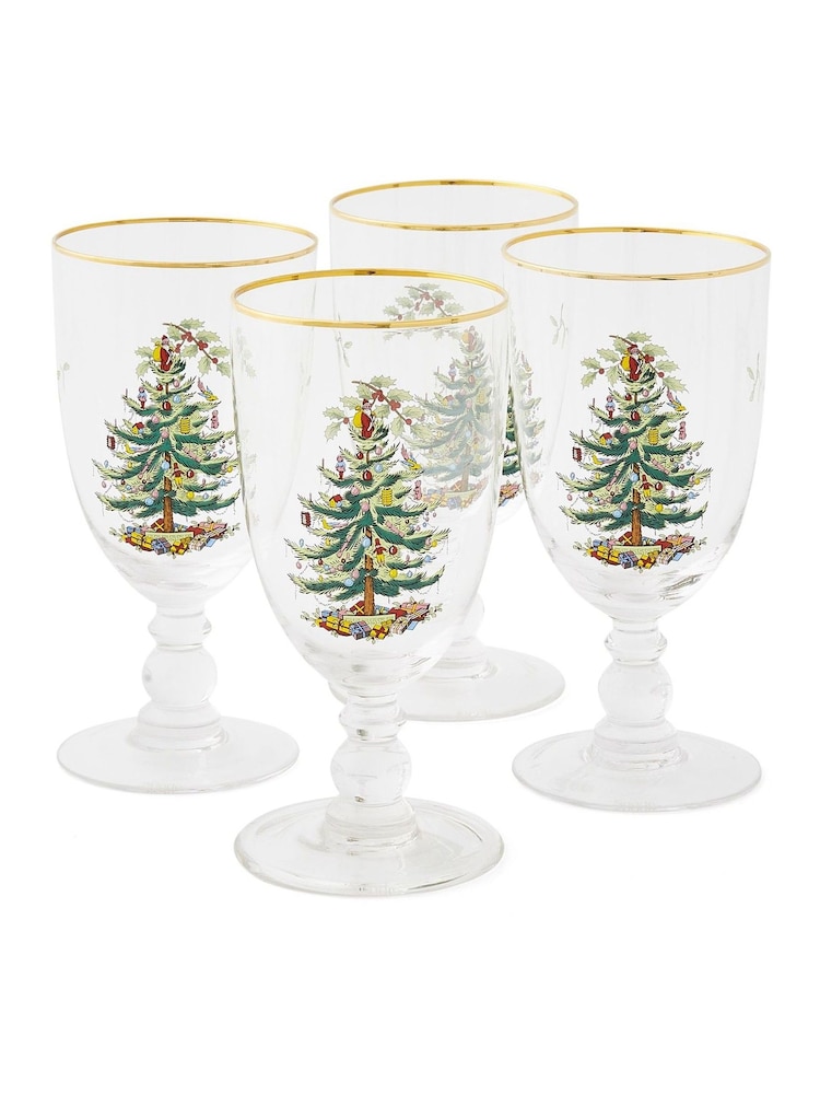 Spode Set of 4 Christmas Tree Goblet Glasses - Εικόνα 3 του 3