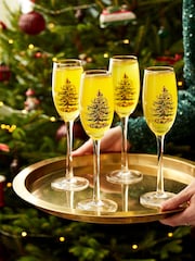 Spode Set of 4 Christmas Tree Champagne Flutes Glasses - Εικόνα 2 του 3