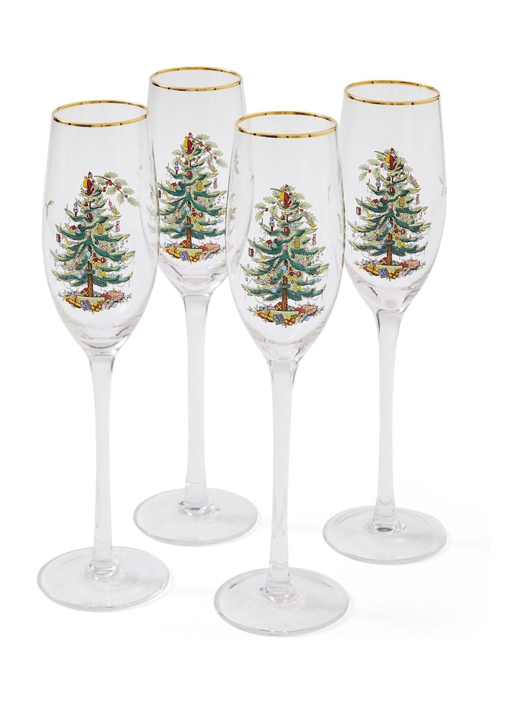 Spode Set of 4 Christmas Tree Champagne Flutes Glasses - Εικόνα 3 του 3 Spode Set of 4 Christmas Tree Champagne Flutes Glasses - Εικόνα 3 του 3
