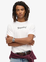 Superdry White 100% Cotton Retro Rock Graphic T-Shirt - Image 1 of 6