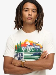 Superdry White 100% Cotton Outdoor Graphic Stripe T-Shirt - Image 3 of 5
