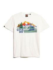 Superdry White 100% Cotton Outdoor Graphic Stripe T-Shirt - Image 4 of 5