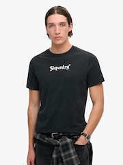 Superdry Black 100% Cotton Retro Rock Graphic T-Shirt - Image 1 of 4