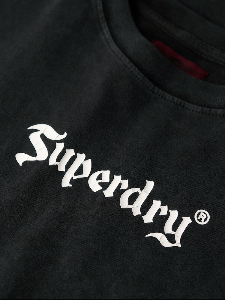 Superdry Black 100% Cotton Retro Rock Graphic T-Shirt - Image 4 of 4