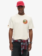 Superdry White 100% Cotton Travel Postcard Chest T-Shirt - Image 1 of 5