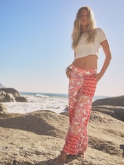 Pink Wide Leg Trousers With Linen - Image 1 of 7