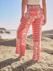 Pink Wide Leg Trousers With Linen - Image 4 of 7