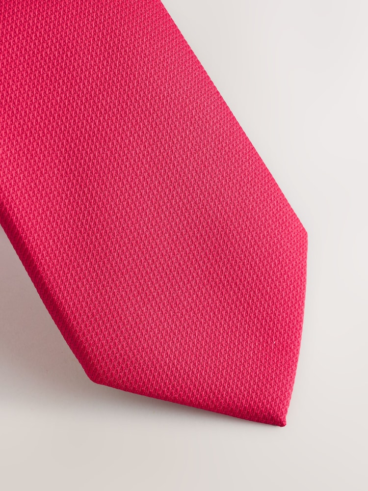 Bright Red Slim Textured Tie - Image 2 of 3 Bright Red Slim Textured Tie - Image 2 of 3